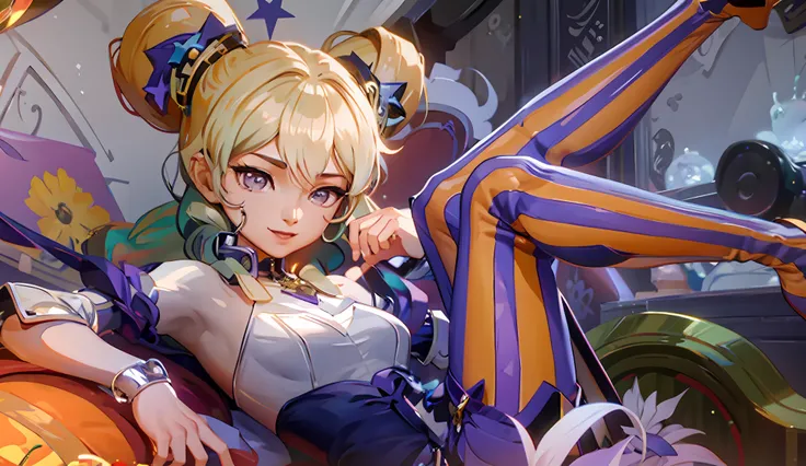 Anime - imagem de estilo de uma mulher em um vestido sentado em uma cadeira, splash arte anime Loli, KDA, cushart krenz arte chave feminina, portrait knights of zodiac girl, Artgerm extremamente detalhado, Orianna, knights of zodiac girl, aj, Loli, Impacto...