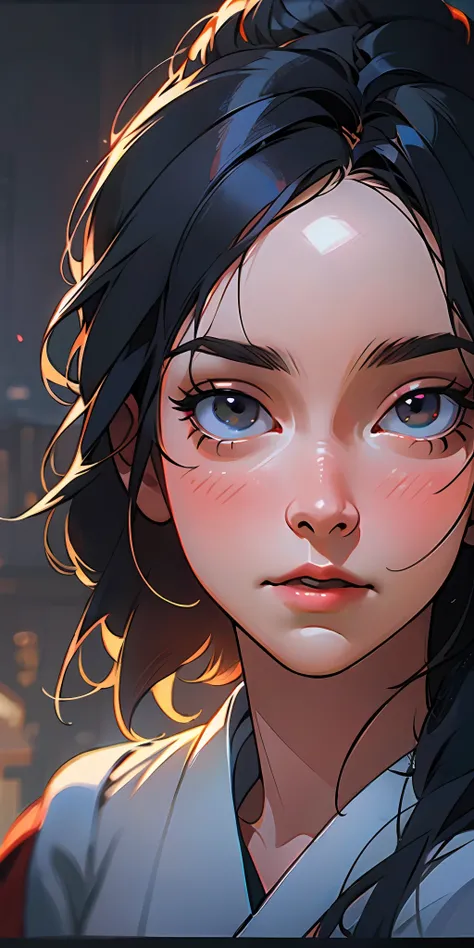 black hair, Hyperrealism, blurry foreground, projected inset, backlighting, 8k, super detail