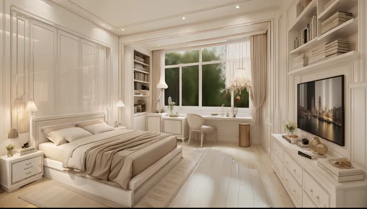 best quality, master picece, hyper detail, supper detail, best realistic, (classical bedroom, beautiful lighting, shimmering)|[d...