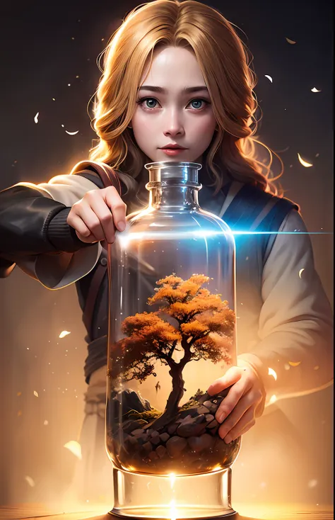 sakura tree in a bottle, fluffy, realistic, atmospheric light refraction, by lee jeffries nikon d850 film stock photograph 4 kod...