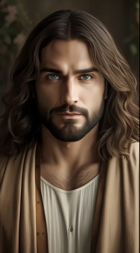 seth rollins as jesus christ, focus on the details of the face, similar to seth rollins, wearing long beige tunic of jesus, jesu...