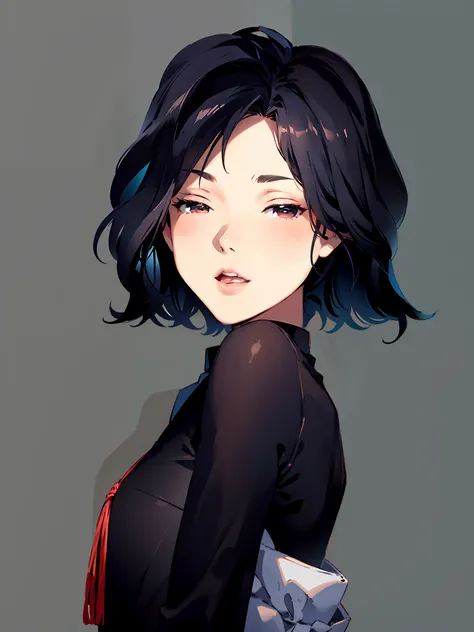 The background is simple and bright,Shoulders exposed,Chinese pattern of clothing