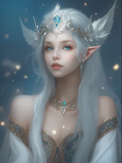 a woman with a crown and a tia on her head, beautiful and elegant elf queen, guviz, fantasy art style, 8k high quality detailed ...