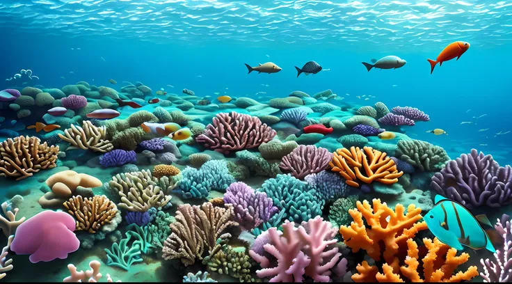 ocean floor、Marine life、Beautiful coral reef、The fish