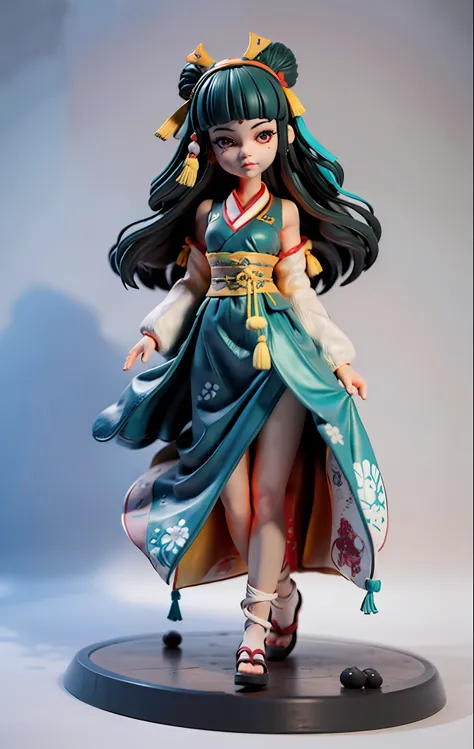 super cute girl full body 3d, tang costume hanfu, pop mart blind box, adolable, blind box dolls, mole under eye, uhd, masterpiec...