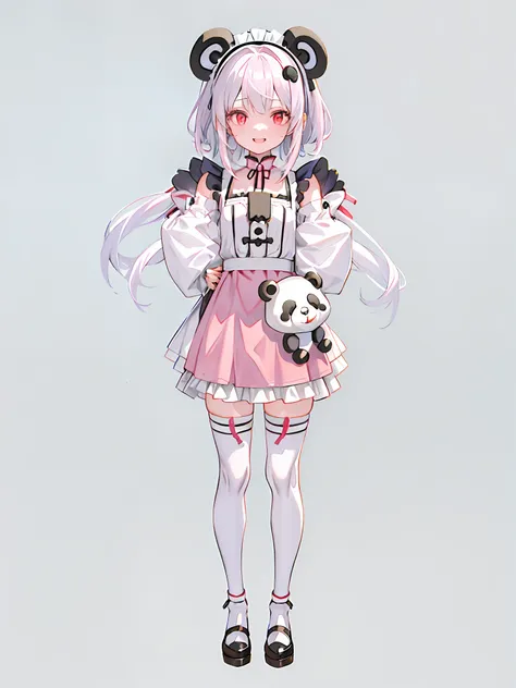 anime girl with panda bear holding pink purse, a lovely 2d，rendering of the q version of anime girls, render of april, highly de...