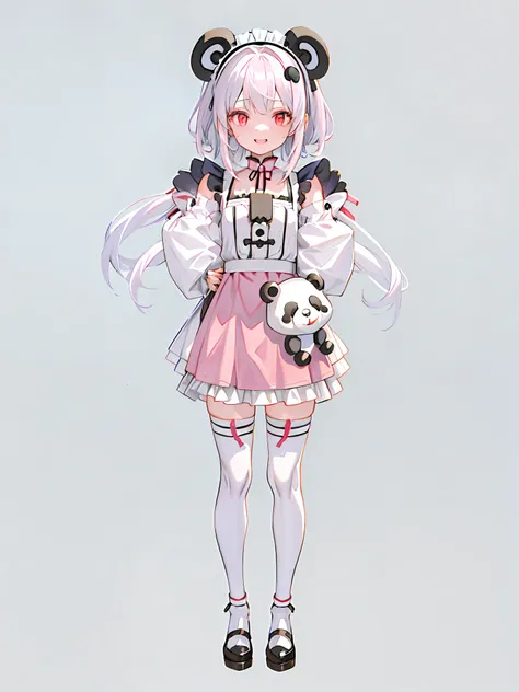 anime girl with panda bear holding pink purse, a lovely 2d，rendering of the q version of anime girls, render of april, highly de...