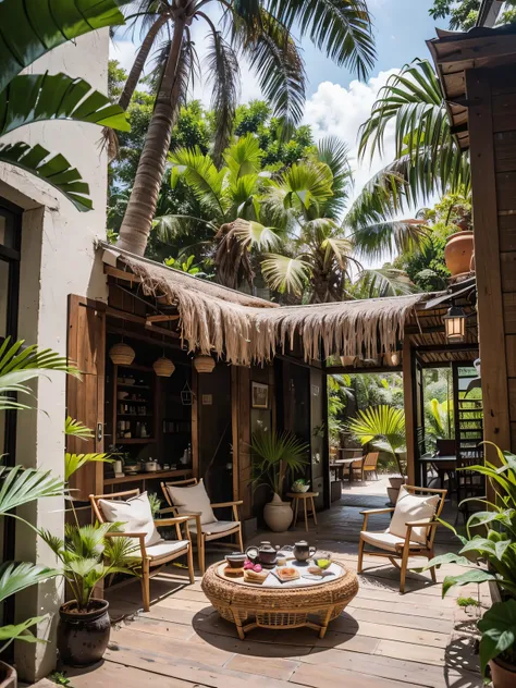 tucked into the corner of the open-air villa, the artisanal coffee bar invites you to linger and enjoy the jungle views. a carve...