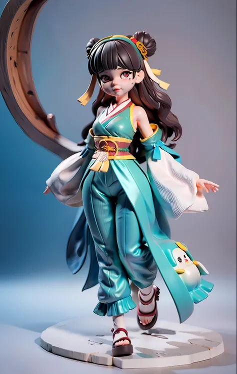 super cute girl full body 3d, tang costume hanfu, pop mart blind box, adolable, blind box dolls, moles under eyes, hyper hd, mas...