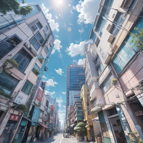 dense construction、the streets are neat，tokyo street cityscape，sky and buildings in the background。content can include the stree...