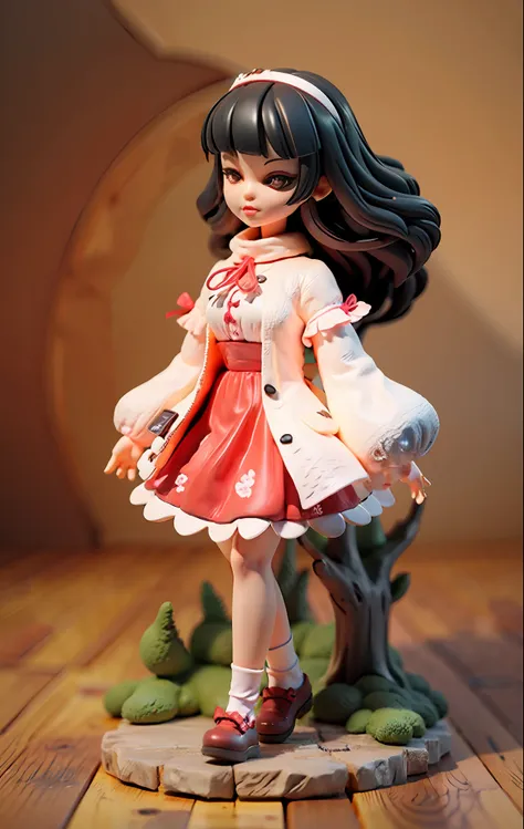 super cute girl full body 3d,, pop mart blind box, adolable, blind box doll black hair, surrealism, panorama, 8k, super detail, ...