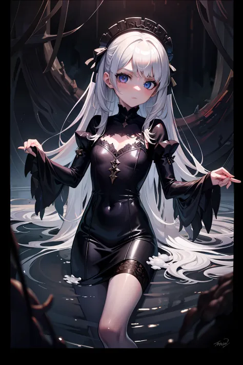 1girl, inside creature, slime (substance), detailed, horror, intricate,, masterpiece, best quality, highly detailed