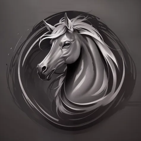 ((best quality)) a dynamic logo of a magnificent horse with a cool vibe, modern touch, sleek line work,stylish and edgy, command...