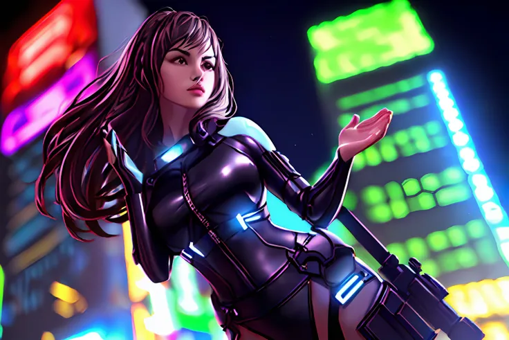 Complexo 3D render ultra detalhado de uma bela mulher russa , estrangulamento, 150mm, look at camera, sexy, Allusion, sedutor,luz Cyberpunk, luz de aro, detalhes vibrantes, Cyberpunk,1girl, Cyberpunk_Hair, Tactical Cybernetic Catsuit, corte lateral, tactic...