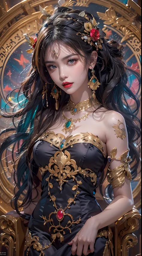 1 zodiac goddess from the future, wearing a thin silk dress, the goddess of the palace is beautiful, the goddess of the zodiac i...