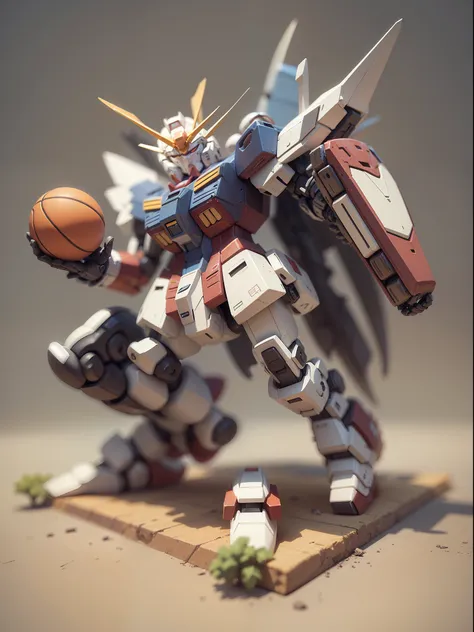 (machinary：mechanical ancestor gundam:1.331)，(hold the basketball in both hands)，nba basketball，basketball superstar，score the a...