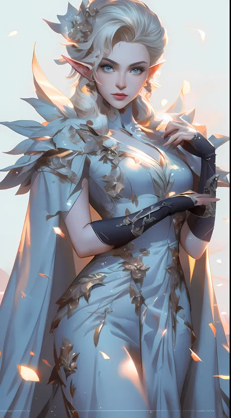 anime - style illustration of a woman dressed in a silver dress with a cape, extremely detailed artgerm, :: rossdraws, ig model | artgerm, artgerm on artstation pixiv, artgerm. high detail, ! dream artgerm, beautiful and elegant elf queen, artgerm lau, con...