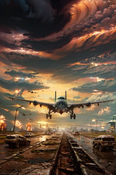 abandoned airport rusty planes rain cloudy desolate creature prowling the runway d epouso