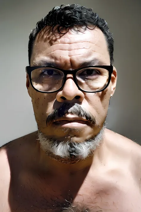 guttonerdvision7, imagem conceitual de um homem de ((((barba muito comprida)))) e olhos castanhos, ((vestindo roupa preta de pad...