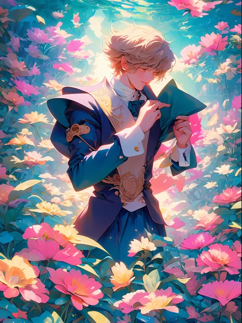 anime art nouveau, the non-binary deity of spring, loish |, dreamy psychedelic anime, a maid in a magical forest, dreamy illustration, soft anime illustration, inspired by Victor Mosquera, lolish, in style of digital illustration, anime graphic illustratio...
