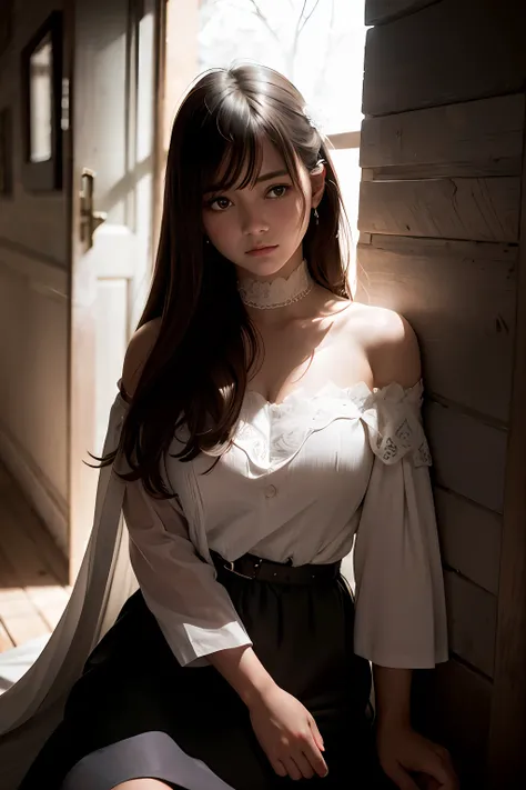 Best quality, masterpiece, ultra high res, (photorealistic:1.4), raw photo, (Authentic skin texture:1.3), (film grain:1.3), panorama, character portrait, very wide shot, narrow waist, cowboy shot, (in the dark, deep shadow, low key, cold light,) night, ...