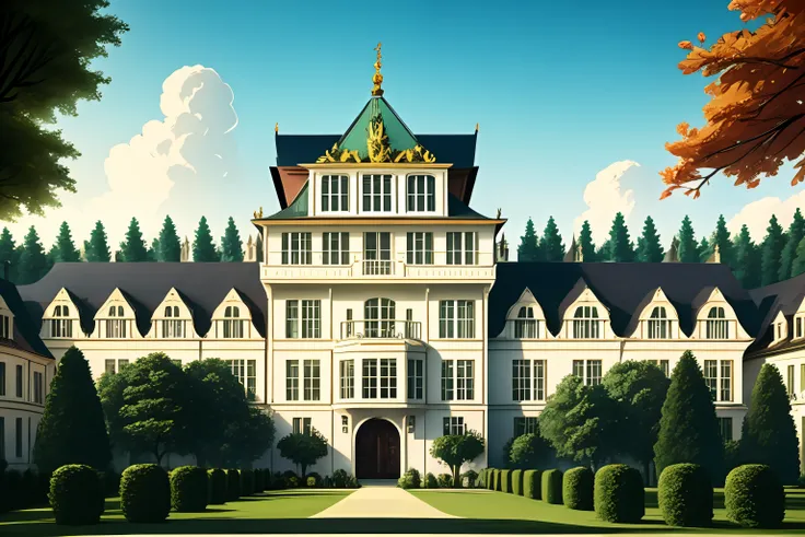 A logo,German castles,manor,magnifica,shock,Unique architectural feel,Famous designer Ieoh MingPei style