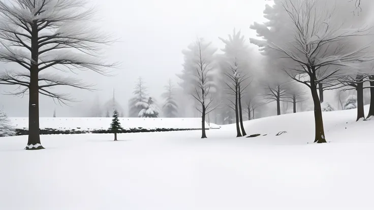 winter beauty，snow cover，the trees，white colors，real-world scenarios，sense of cinema