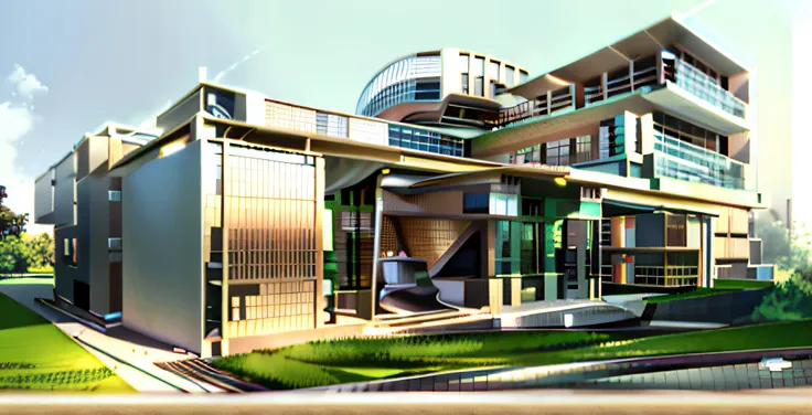 Front façade renderings,Pubic area is clear,highly accurate,realisticlying,high qulity,Bright light,simplebackground,Natural colors,The right proportions,morden style,no shade,There are no intersection lines between models,More greenery