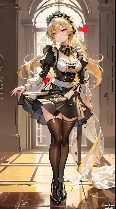 best qualtiy,8K,Best quality,(the detail:1.4),The picture is clear,a close up of a woman in a dress and stockings, anime girl in a maid costume, gorgeous maid, Maid outfit,A person poses for a photo in a maid costume,is an anime character wearing a maid co...