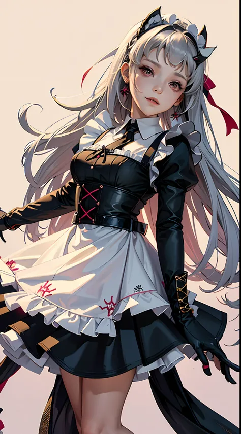 offcial art， Unity 8k Wallpapers， ultra - detailed， Beautiful and beautiful， tmasterpiece， best qualtiy， scientific fiction， （natta：1.2）， （1girll：1.3）， （年轻：1.1），The picture is clear，a close up of a woman in a dress and stockings, gorgeous maid, Maid outfit...