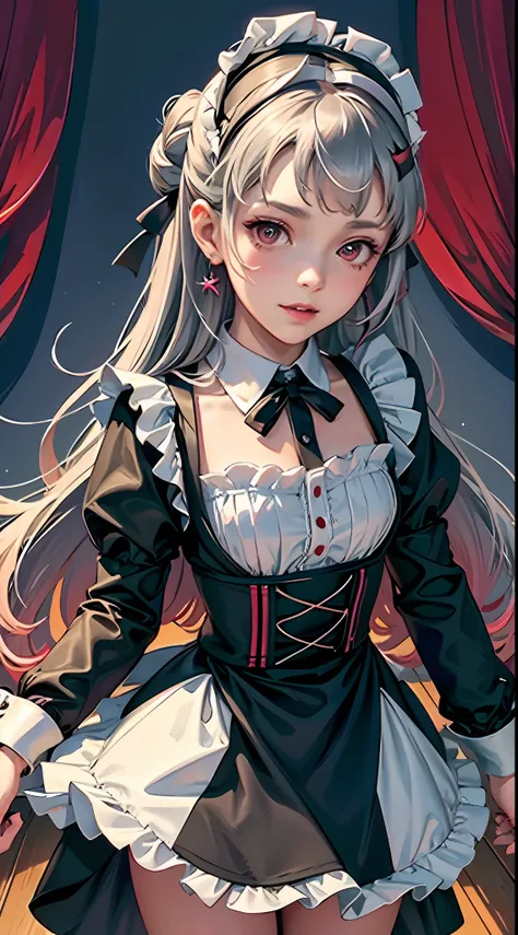 offcial art， Unity 8k Wallpapers， ultra - detailed， Beautiful and beautiful， tmasterpiece， best qualtiy， scientific fiction， （natta：1.2）， （1girll：1.3）， （年轻：1.1），The picture is clear，a close up of a woman in a dress and stockings, gorgeous maid, Maid outfit...