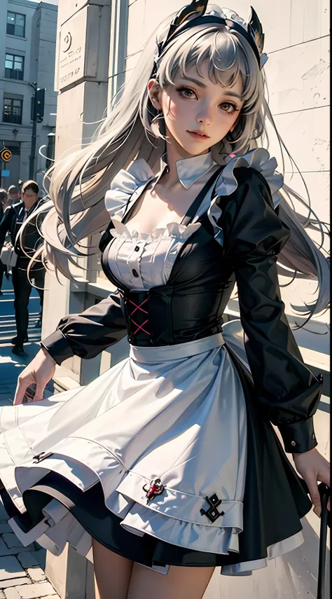 offcial art， Unity 8k Wallpapers， ultra - detailed， Beautiful and beautiful， tmasterpiece， best qualtiy， scientific fiction， （natta：1.2）， （1girll：1.3）， （年轻：1.1），The picture is clear，a close up of a woman in a dress and stockings, gorgeous maid, Maid outfit...