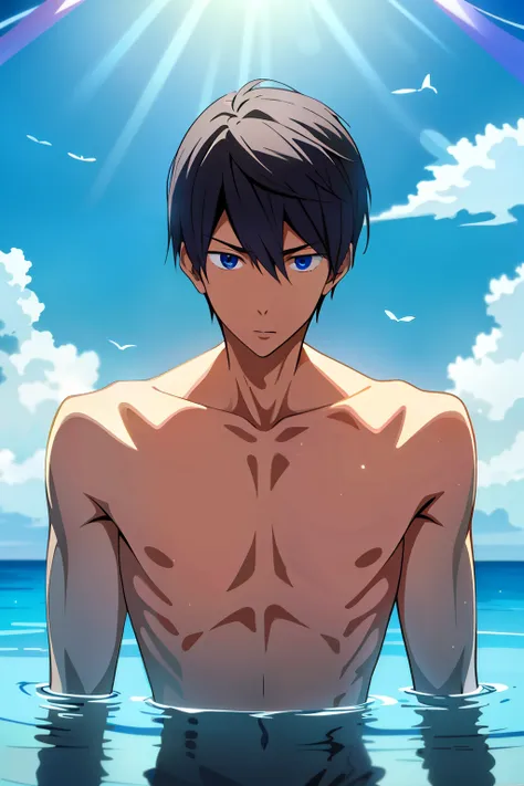 masterpiece, best quality, high quality, 1boy, solo, male focus, view the viewer, upper body, nanase_haruka