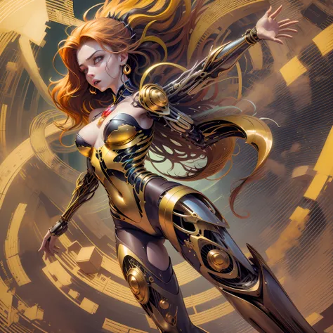 Adagio Dazzling, Adagio Dazzling from the opera "My Little Pony", Bioorganism, not human, Mechanical parts, coiled hair, exuberant hair, hairlong, Bionic body parts, Missing skin, Completely cyborg, Cybernetic organism, mechanical arms, Mechanical legs, fu...