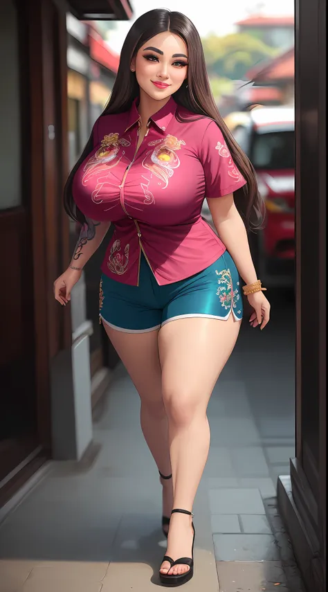 (masterpiece photography of a solo:1.2) (full body) alluring sexy curvy sundanese supermodel wina dana riniy warrier walking in ...