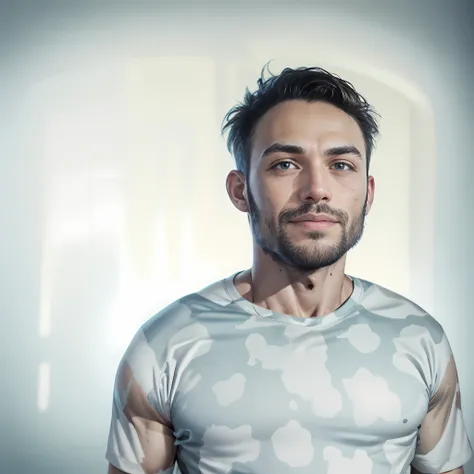 Best quality, masterpiece, expressionless,ultra high res,detailed background,realistic,1man,solo,male,muscular,mature male,short hair,facial hair,sitting,money,sofa, real shadow and light,depth of field, chest, biceps, abs, tall, water on body,