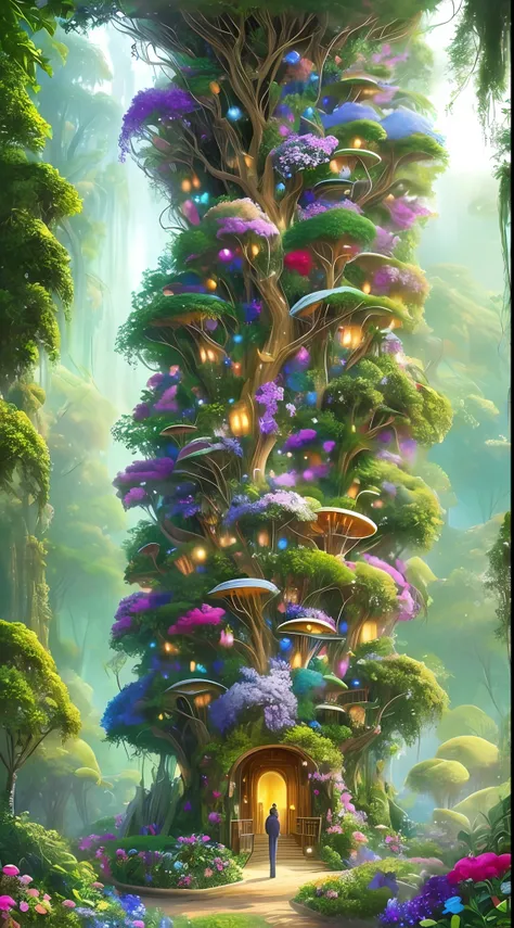 （when arriving on the planet pandora，surrounded by many people "tree of hope" the seeds resemble glowing jellyfish；towering tree...