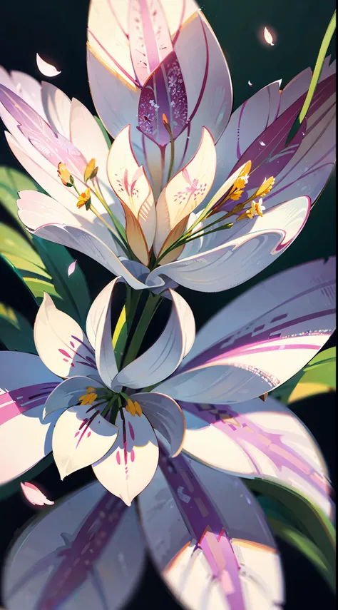 Close-up of lilies, high-precision picture quality, beautiful white background showing a lily picture. White lilies bloom towards us in pictures, capturing every corner of the human eye. The details of the petals are delicate and gorgeous, the exotic ears ...