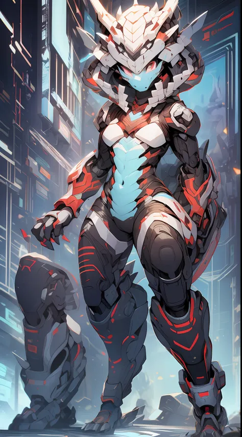 a dragon girl wearing a mech，mechanical nanoskin, modern mecha anime。