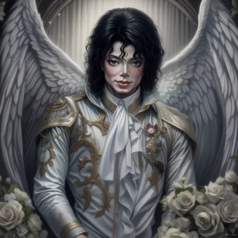 pintado por anne stokes,(michael jackson, detalhado),(fantasia, oniric, surrealismo),(angel sceneryaround you),(trending on arts...