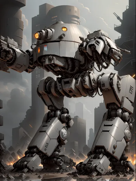 a robot with a gun in its hand, mech robot futuristic, mech shaped like a manatee, mech body, mech robot, full body mech, futuri...