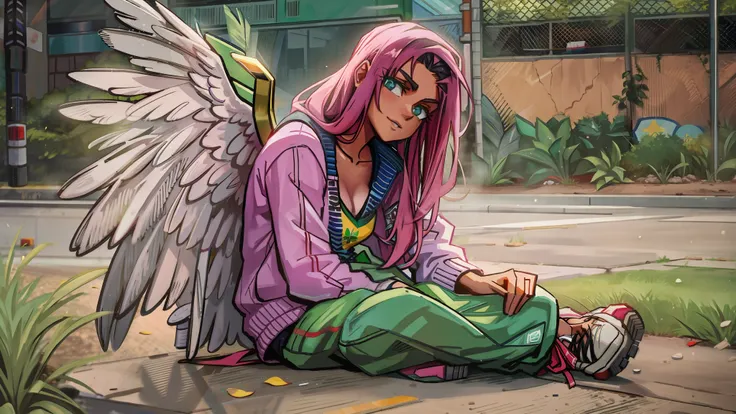 a poor homeless angel girls in a modern setting, brazillian city