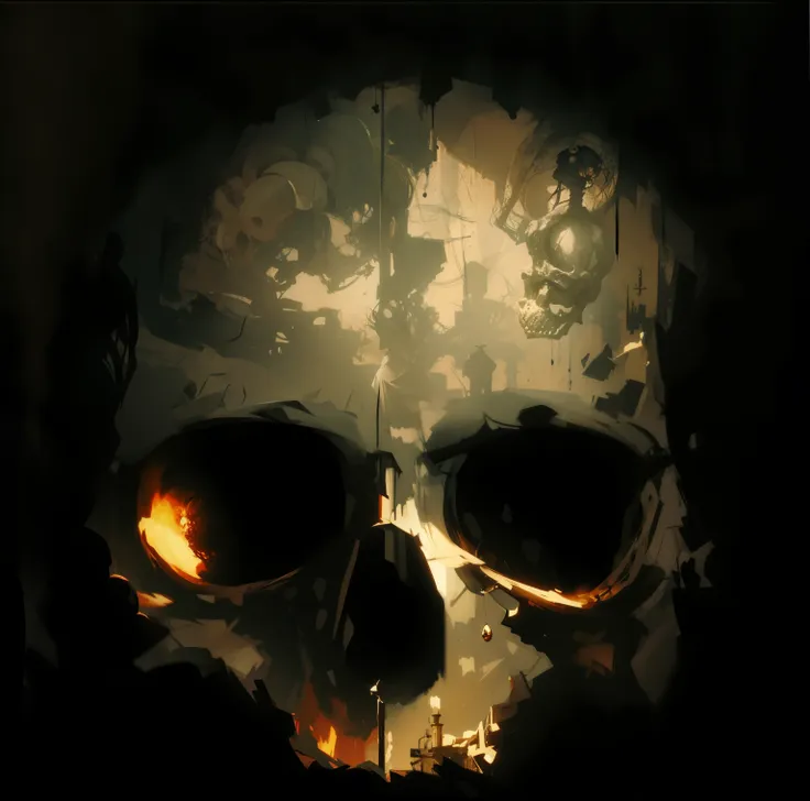 a skull in the style of salvador dalí, dramatic cinematic light, 4k, masterpiece