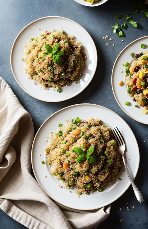 "immerse yourself in the world of culinary delight with this meticulously photographed quinoa. the clean and minimalist kitchen ...