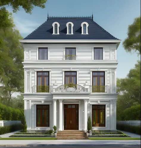 ((masterpiece,best quality,highres,sharp forcus)) (((detail forcus))) , (house in style of neoclassic) clarify the details of mo...