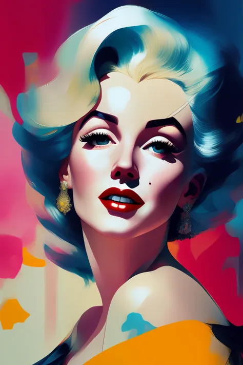 close up photo of marilyn monroe, off shoulder, in the style of adrian ghenie, esao andrews, jenny saville, edward hopper, surre...