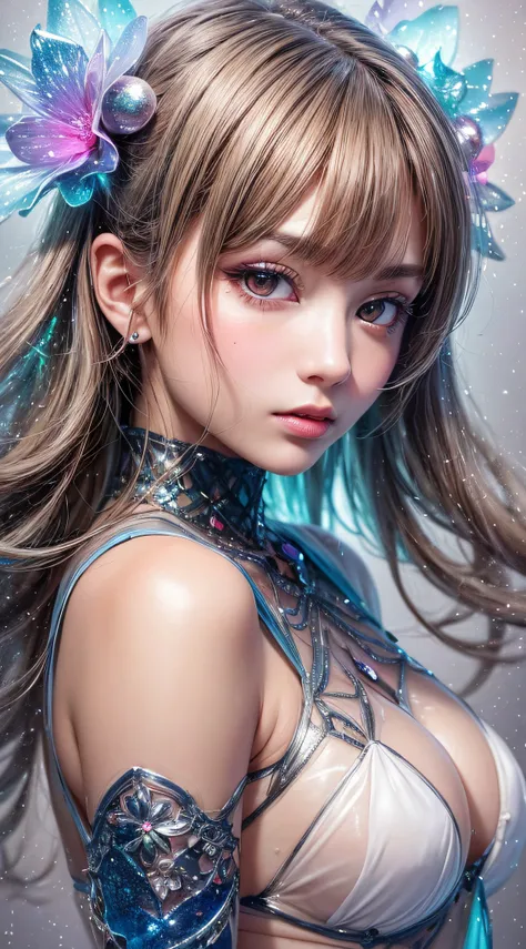 beautiful girl story wrapped in love, beautiful eye details, a captivating anime girl gracefully emerges from the pages of a wat...