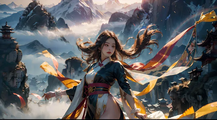 (8k, RAW photo, best quality, masterpiece:1.2), (realistic, photo photofidelity:1.4), (very detailed CG Unity 8k wallpaper), a girl, beautiful face, long hair, gradient hair, very detailed, real skin, mature female, (milf: 1.5), (solo), (long floating hair...