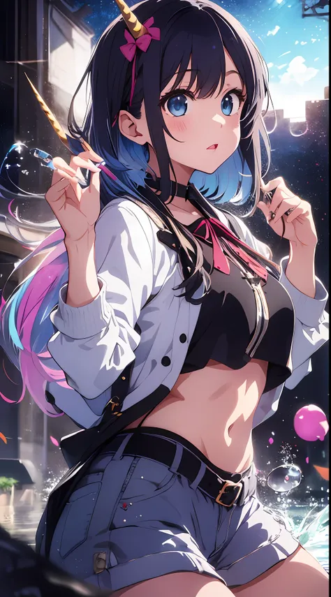 Also inspired by her work、I created an image of a cute girl with a similar style。The girl I drew was、Dreaming of flying in the sky with your own pet unicorn。Because she likes the color pink、I use a lot of pink in my clothes and accessories....................
