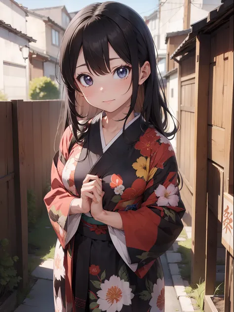 a beautiful [[beautiful japanese]] girl with long [[long black hair]] wearing a kimono.--style anime girl